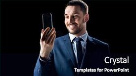  Presentation with augmented reality business - Audience pleasing PPT theme consisting of business people augmented reality and modern technology concept - smiling businessman in suit working with transparent smartphone over black background backdrop and a black colored foreground