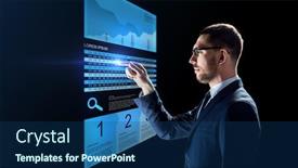  Presentation with augmented reality business - PPT theme having business-people-augmented-reality background and a ocean colored foreground