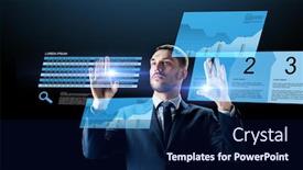  Presentation with augmented reality business - Slide deck with business-people-augmented-reality background and a navy blue colored foreground