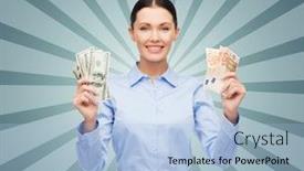  Presentation with banking - Beautiful slide deck featuring business-people-banking-and-finances backdrop and a light blue colored foreground