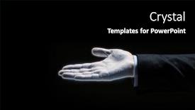  Presentation with bankruptcy - Presentation design consisting of business people bankruptcy and retirement concept - close up of glowing empty businessman hand over black background background and a black colored foreground