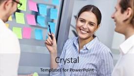  Presentation with ideas - Audience pleasing theme consisting of business people brainstorming their idea backdrop and a  colored foreground