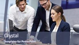  Presentation with ideas - Cool new slides with business people brainstorming their idea backdrop and a  colored foreground