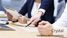  Presentation with ideas - Theme featuring business people brainstorming their idea background and a lemonade colored foreground