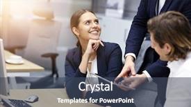  Presentation with ideas - Slides enhanced with business people brainstorming their idea background and a  colored foreground