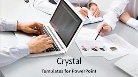  Presentation with people matter - Amazing slide set having business people busy discussing financial backdrop and a light gray colored foreground