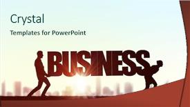  Presentation with collaboration - Presentation design enhanced with business people carrying word business background and a cool aqua colored foreground