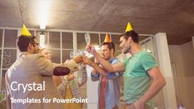  Presentation with birthday - Slide set consisting of business people celebrating a birthday background and a coral colored foreground