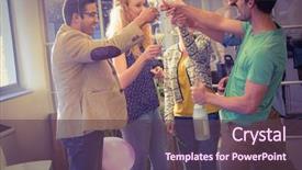  Presentation with birthday - Audience pleasing presentation theme consisting of business people celebrating a birthday backdrop and a tawny brown colored foreground