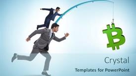  Presentation with bitcoin - Presentation theme with business-people-chasing-bitcoin background and a sky blue colored foreground