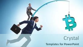  Presentation with bitcoin - Presentation theme featuring business-people-chasing-bitcoin background and a sky blue colored foreground