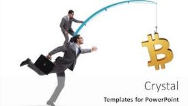  Presentation with bitcoin - Presentation design enhanced with business-people-chasing-bitcoin background and a white colored foreground