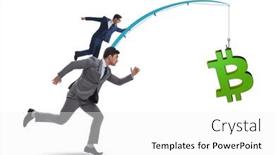  Presentation with bitcoin - PPT theme consisting of business-people-chasing-bitcoin background and a  colored foreground