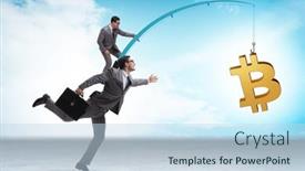  Presentation with bitcoin - Slide deck enhanced with business-people-chasing-bitcoin background and a sky blue colored foreground