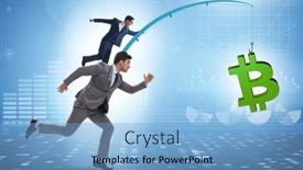  Presentation with bitcoin - Presentation theme enhanced with business-people-chasing-bitcoin background and a light blue colored foreground