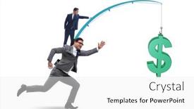  Presentation with dollar - PPT theme consisting of business-people-chasing-dollar background and a  colored foreground