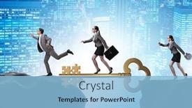  Presentation with business success - PPT layouts enhanced with business-people-chasing-each background and a light blue colored foreground