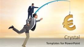  Presentation with fishing - Presentation theme with business-people-chasing-euro background and a  colored foreground