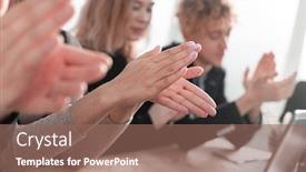  Presentation with conference - Amazing presentation theme having business-people-clapping-and-applause backdrop and a violet colored foreground
