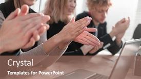  Presentation with conference - Beautiful presentation featuring business-people-clapping-and-applause backdrop and a violet colored foreground