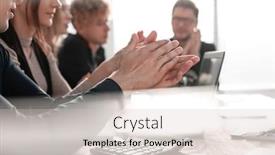  Presentation with conference - Presentation theme with business-people-clapping-and-applause background and a soft green colored foreground