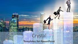  Presentation with business growth - Slide set with business-people-climbing-bar-charts background and a light blue colored foreground