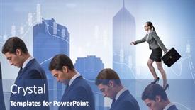  Presentation with career - Cool new theme with business-people-climbing-career-ladder backdrop and a ocean colored foreground