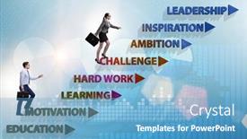  Presentation with success business - PPT theme with business-people-climbing-carrer-ladder background and a teal colored foreground