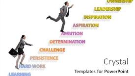 Presentation with business success - PPT layouts having business-people-climbing-carrer-ladder background and a white colored foreground