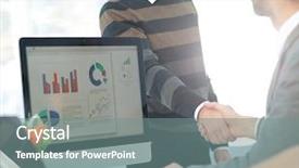  Presentation with people - Beautiful slide deck featuring business people closing a deal backdrop and a gray colored foreground