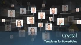  Presentation with social business people network - Presentation theme consisting of business people communication social network background and a ocean colored foreground