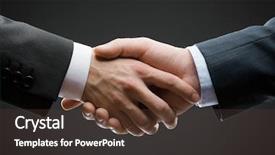  Presentation with hand shake - Slide deck consisting of business people concept of trustworthy background and a tawny brown colored foreground