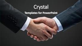  Presentation with handshake - Slide set consisting of business people concept of trustworthy background and a dark gray colored foreground