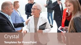  Presentation with abstract digital business interface - Amazing presentation theme having business-people-converse-using-digital backdrop and a coral colored foreground