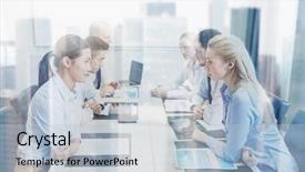  Presentation with crisis - Colorful presentation theme enhanced with business people crisis and confrontation backdrop and a lemonade colored foreground