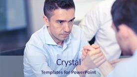  Presentation with wrestling - Cool new PPT theme with business people crisis and confrontation backdrop and a light blue colored foreground
