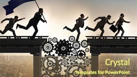  Presentation with crossing bridge - Amazing PPT layouts having business people crossing the bridge backdrop and a tawny brown colored foreground