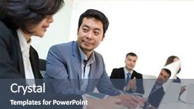  Presentation with executive - Cool new slide deck with business people discuss in conference backdrop and a ocean colored foreground