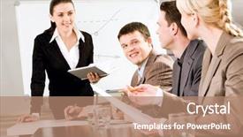  Presentation with people - Presentation with business people discussing a new background and a coral colored foreground