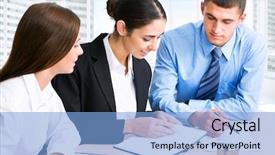  Presentation with new office - PPT layouts consisting of business people discussing a new background and a light blue colored foreground