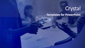  Presentation with business plan - Beautiful presentation theme featuring business people discussing business plan backdrop and a  colored foreground