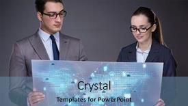  Presentation with virtual memory in cloud computing - Theme with business people discussing cloud computing background and a light blue colored foreground