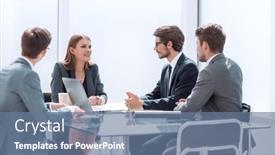  Presentation with joint - Presentation design with business-people-discussing-ideas background and a ocean colored foreground