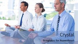 Presentation with yoga - Audience pleasing presentation consisting of business people doing yoga backdrop and a light blue colored foreground