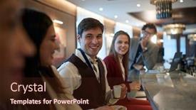  Presentation with people enjoying - Audience pleasing slide set consisting of business-people-enjoying-a-coffee backdrop and a wine colored foreground