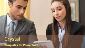  Presentation with data - PPT theme enhanced with business-people-examining-data background and a  colored foreground