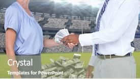  Presentation with corruption - Beautiful slide deck featuring business people exchanging money backdrop and a mint green colored foreground