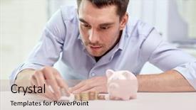  Presentation with piggy bank - Theme having business people finances and money background and a soft green colored foreground