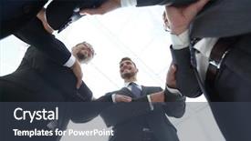  Presentation with people - Audience pleasing slide deck consisting of business people form a circle backdrop and a tawny brown colored foreground