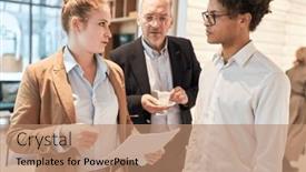  Presentation with business report - Slides featuring business-people-from-the-start background and a coral colored foreground